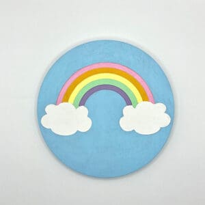 rainbow with clouds round